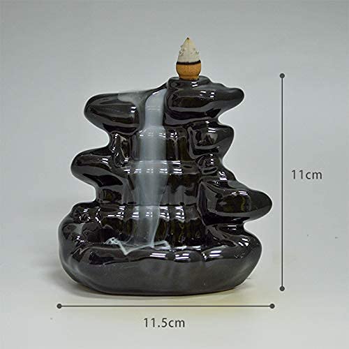 ★お香の滝 黒陶器香立て 陶器スティック香炉 ホーム Amazon｜倒流香のお香立て 倒流香炉 段々滝 瞑想に 陶器 滝香炉